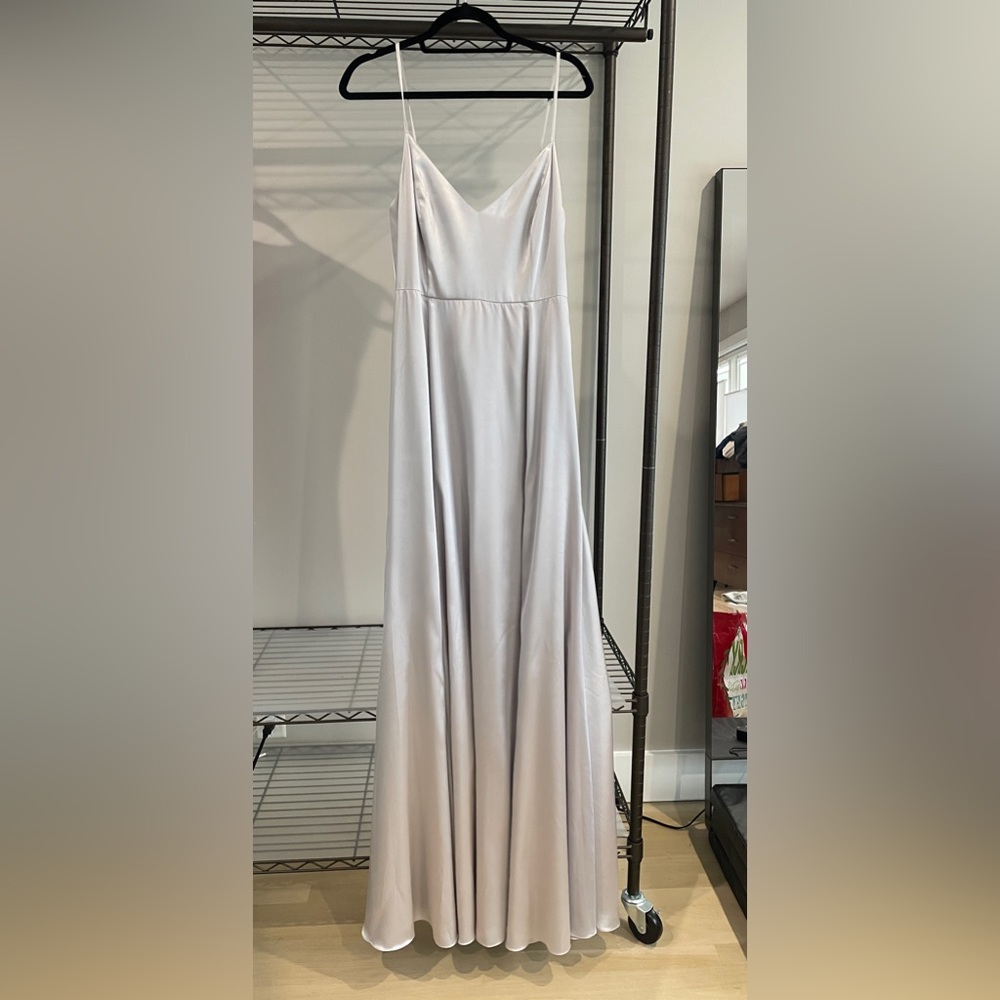 Joanna August Claudette Silver Bells Satin Gown Bridesmaid Prom size 10
